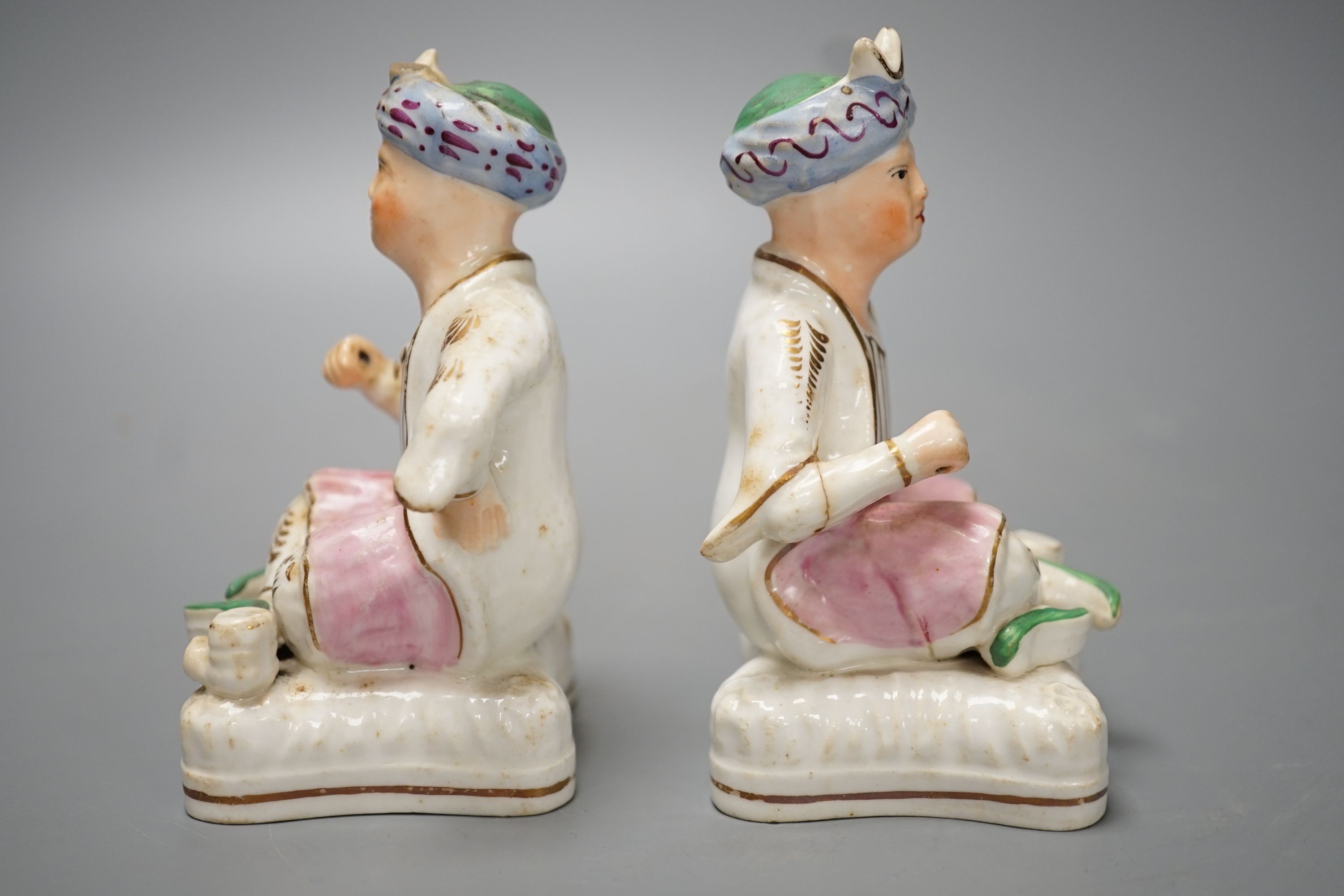 Two Staffordshire porcelain figures of seated Ottoman Turks - 12.5cm high